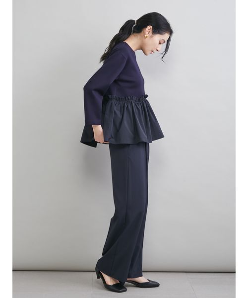 Mila Owen（ミラオーウェン）の「ペプラムブラウス×ワンタックパンツ　ＳＥＴＵＰ（ワンピース・レディース・ネイビー/ライトブルー/アイボリー・1/0）」の7枚目の写真