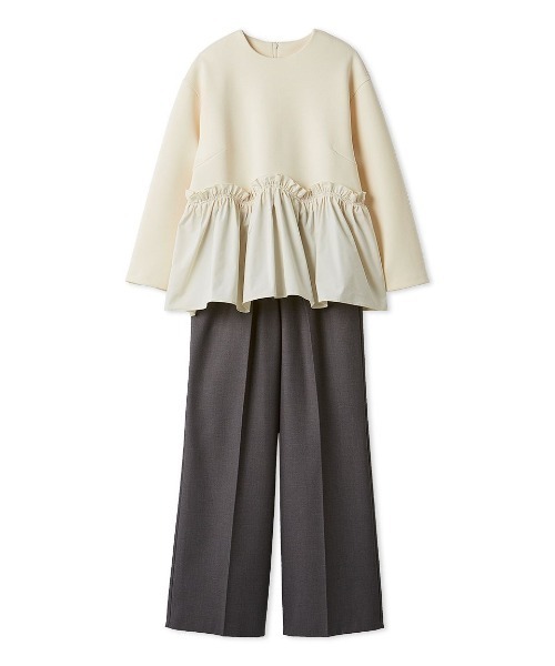 Mila Owen(ミラオーウェン)の「ペプラムブラウス×ワンタックパンツ SETUP(ワンピース・レディース・ネイビー/ライトブルー/アイボリー・1/0)」の2枚目の写真