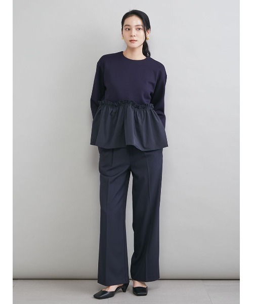 Mila Owen(ミラオーウェン)の「ペプラムブラウス×ワンタックパンツ SETUP(ワンピース・レディース・ネイビー/ライトブルー/アイボリー・1/0)」の4枚目の写真