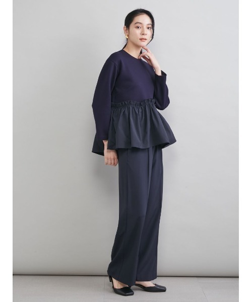 Mila Owen(ミラオーウェン)の「ペプラムブラウス×ワンタックパンツ SETUP(ワンピース・レディース・ネイビー/ライトブルー/アイボリー・1/0)」の5枚目の写真