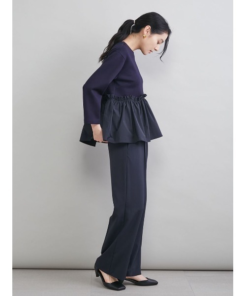 Mila Owen(ミラオーウェン)の「ペプラムブラウス×ワンタックパンツ SETUP(ワンピース・レディース・ネイビー/ライトブルー/アイボリー・1/0)」の6枚目の写真