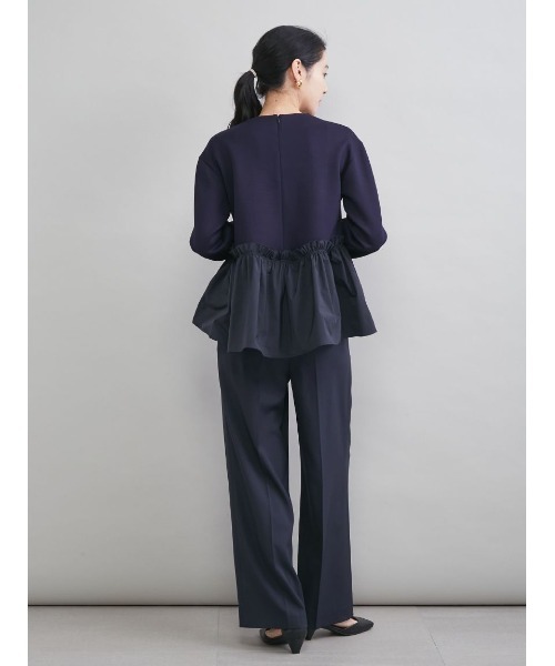 Mila Owen(ミラオーウェン)の「ペプラムブラウス×ワンタックパンツ SETUP(ワンピース・レディース・ネイビー/ライトブルー/アイボリー・1/0)」の7枚目の写真