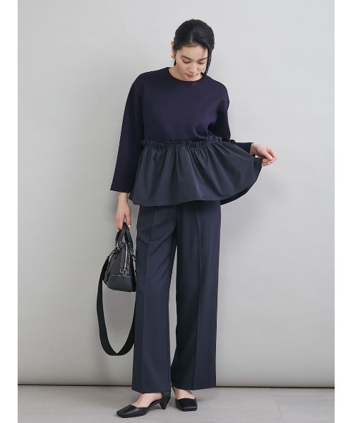 Mila Owen(ミラオーウェン)の「ペプラムブラウス×ワンタックパンツ SETUP(ワンピース・レディース・ネイビー/ライトブルー/アイボリー・1/0)」の22枚目の写真