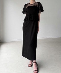 junoah（ジュノア）の「チュールトップス+Iラインキャミワンピースset（ワンピース）」