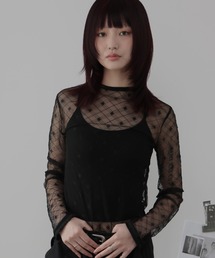 ハイネックシアーダイヤカットソー