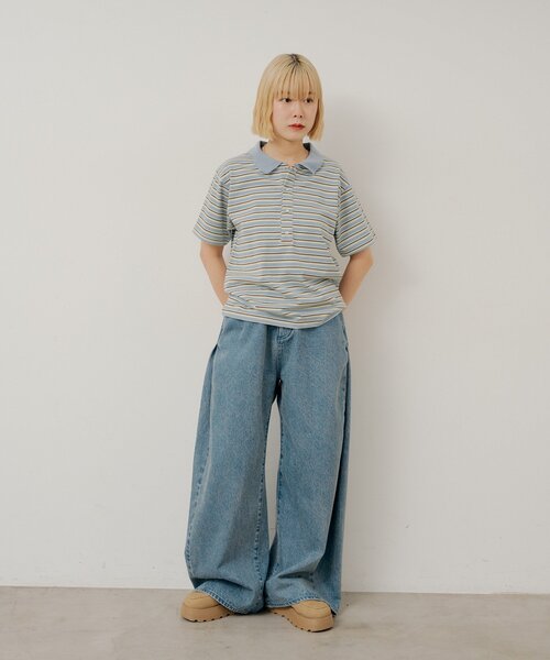 セール】【WHIMSIC/2サイズ展開/SETUP対応】サイドタックデニムパンツ