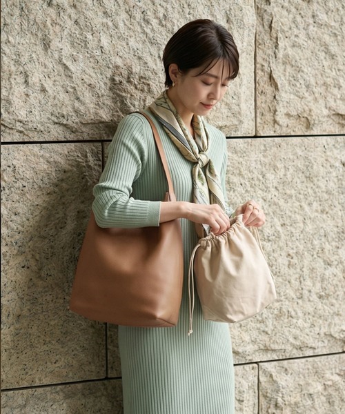 STYLE DELI（スタイルデリ）の「【DELI by】ミニマルバケットリアルレザーバッグ（ラージ）（トートバッグ・レディース・ブラウン/ブラック/キャメル・FREE）」の19枚目の写真