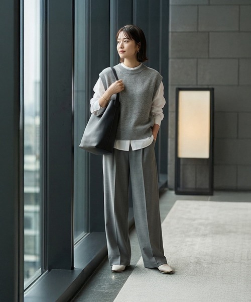 STYLE DELI（スタイルデリ）の「【DELI by】ミニマルバケットリアルレザーバッグ（ラージ）（トートバッグ・レディース・ブラウン/ブラック/キャメル・FREE）」の4枚目の写真