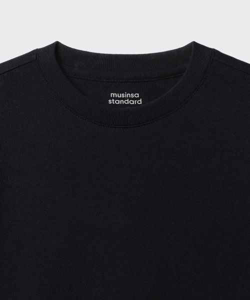 MUSINSA STANDARD KIDS（ムシンサスタンダードキッズ）の「[クールスタンダード] リラックスドクルーネックTシャツ [ブラック]（Tシャツ/カットソー・レディース・その他・100/110/120/130/140/150/160）」の5枚目の写真