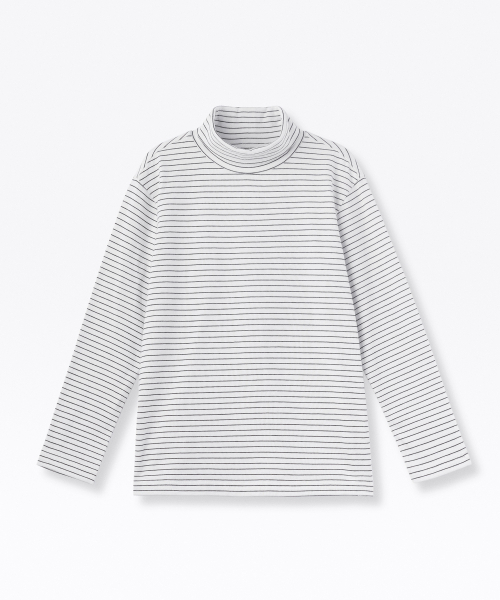 MUSINSA STANDARD KIDS（ムシンサスタンダードキッズ）の「ピンストライプタートルネック長袖Tシャツ[ホワイト/ブラック]（Tシャツ/カットソー・レディース・その他・150/120/140/130/110/100）」の2枚目の写真