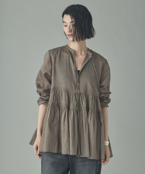 Curensology(カレンソロジー)の「Curensology(カレンソロジー)/オーガンギャザーブラウス(シャツ/ブラウス・レディース・その他/ブラック/ホワイト・FREE)」の3枚目の写真