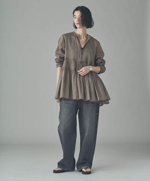 Curensology(カレンソロジー)の「Curensology(カレンソロジー)/オーガンギャザーブラウス(シャツ/ブラウス・レディース・その他/ブラック/ホワイト・FREE)」の7枚目の写真