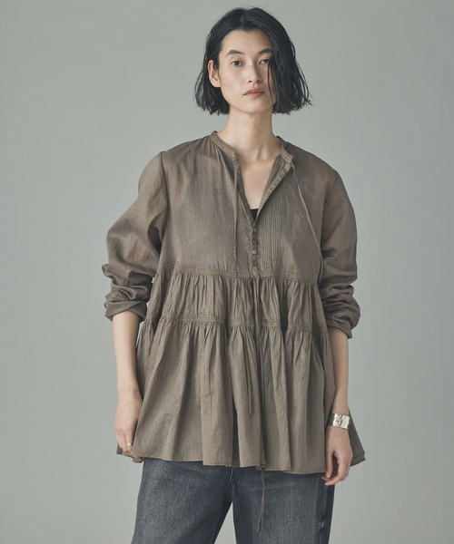 Curensology(カレンソロジー)の「Curensology(カレンソロジー)/オーガンギャザーブラウス(シャツ/ブラウス・レディース・その他/ブラック/ホワイト・FREE)」の4枚目の写真