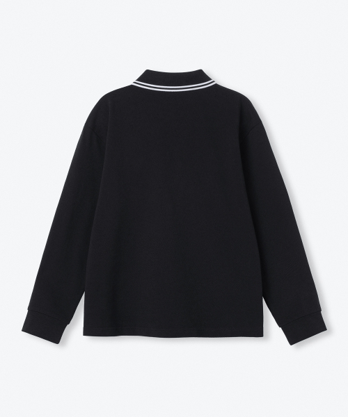 MUSINSA STANDARD KIDS（ムシンサスタンダードキッズ）の「プレピ 長袖ピケポロシャツ [ブラック]（ポロシャツ・レディース・その他・110/120/130/140/150/160）」の3枚目の写真