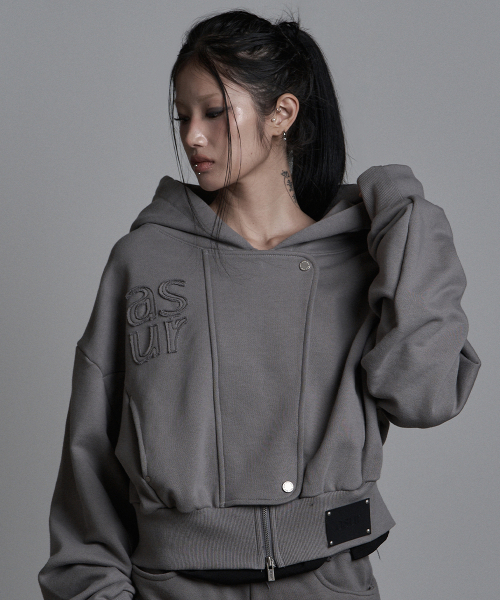 Хай‑дроп фуджип ап дак грей — hood crop full zip dark grey (перевод)