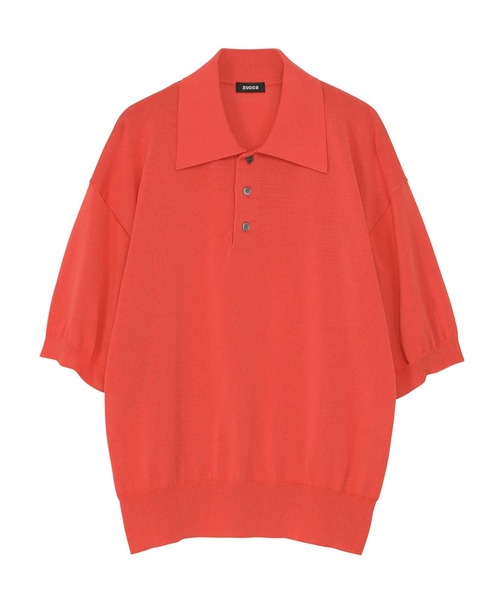 ZUCCa(ズッカ)の「DRY TOUCH KNIT / ニットポロシャツ(ポロシャツ・レディース・オフホワイト/レッド・M size)」の1枚目の写真