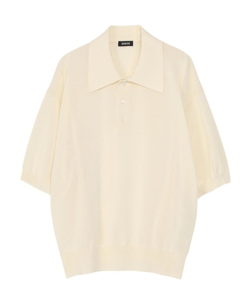 ZUCCa(ズッカ)の「DRY TOUCH KNIT / ニットポロシャツ(ポロシャツ・レディース・オフホワイト/レッド・M size)」の2枚目の写真