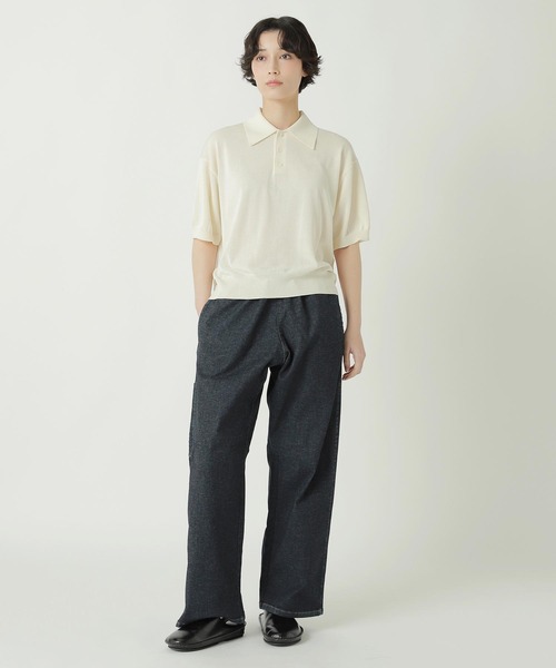 ZUCCa(ズッカ)の「DRY TOUCH KNIT / ニットポロシャツ(ポロシャツ・レディース・オフホワイト/レッド・M size)」の6枚目の写真