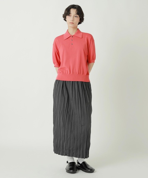 ZUCCa(ズッカ)の「DRY TOUCH KNIT / ニットポロシャツ(ポロシャツ・レディース・オフホワイト/レッド・M size)」の7枚目の写真