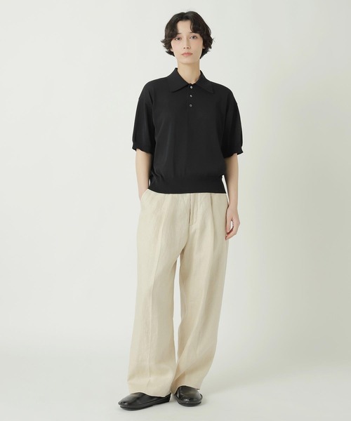 ZUCCa(ズッカ)の「DRY TOUCH KNIT / ニットポロシャツ(ポロシャツ・レディース・オフホワイト/レッド・M size)」の3枚目の写真