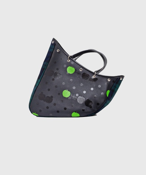 THE BEATLES COMME des GARCONS(ザ ビートルズ コムデギャルソン)の「THE BEATLES CdG BOAT BAG APPLE PRINTED / TARTAN CHECK FABRIC BIG(トートバッグ・メンズ・ネイビー/レッド・ONE SIZE)」の2枚目の写真