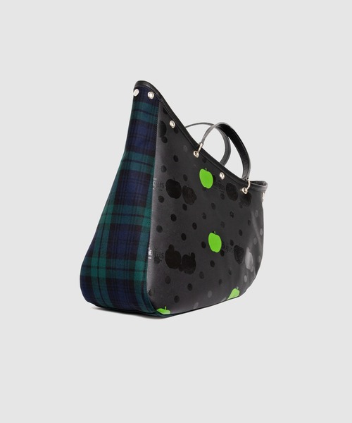 THE BEATLES COMME des GARCONS(ザ ビートルズ コムデギャルソン)の「THE BEATLES CdG BOAT BAG APPLE PRINTED / TARTAN CHECK FABRIC BIG(トートバッグ・メンズ・ネイビー/レッド・ONE SIZE)」の3枚目の写真