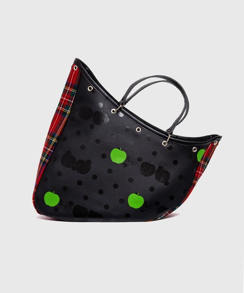 THE BEATLES COMME des GARCONS(ザ ビートルズ コムデギャルソン)の「THE BEATLES CdG BOAT BAG APPLE PRINTED / TARTAN CHECK FABRIC BIG(トートバッグ・メンズ・ネイビー/レッド・ONE SIZE)」の5枚目の写真