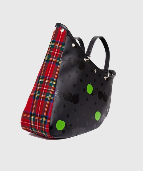 THE BEATLES COMME des GARCONS(ザ ビートルズ コムデギャルソン)の「THE BEATLES CdG BOAT BAG APPLE PRINTED / TARTAN CHECK FABRIC BIG(トートバッグ・メンズ・ネイビー/レッド・ONE SIZE)」の4枚目の写真