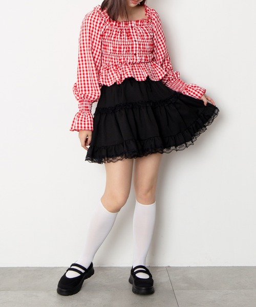 PUNYUS（プニュズ）の「レースティアードミニスカート（スカート・レディース・ブラック/ホワイト・1/2/3/4/5）」の7枚目の写真