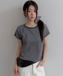 【UNE ORIGINAL】ベーシックバイカラーストライプリンガー半袖Tシャツ