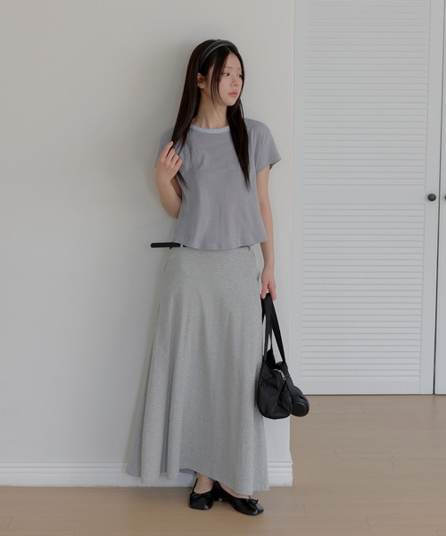 UNE MANSION(ユヌマンション)の「【UNE ORIGINAL】ベーシックバイカラーストライプリンガー半袖Tシャツ(Tシャツ/カットソー・レディース・グレー/スカイブルー/バーガンディー/クリーム・FREE)」の17枚目の写真