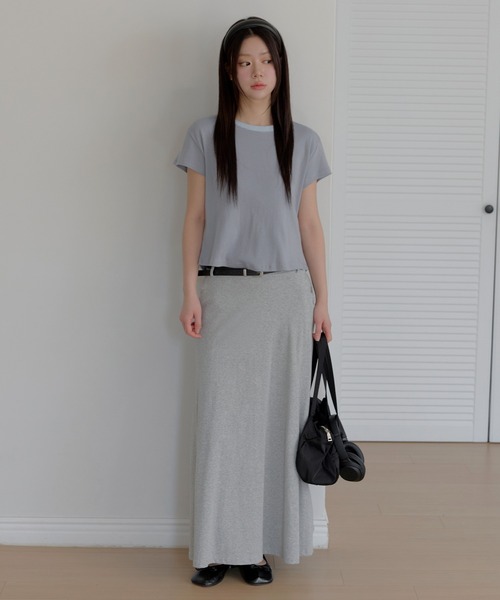 UNE MANSION(ユヌマンション)の「【UNE ORIGINAL】ベーシックバイカラーストライプリンガー半袖Tシャツ(Tシャツ/カットソー・レディース・グレー/スカイブルー/バーガンディー/クリーム・FREE)」の19枚目の写真
