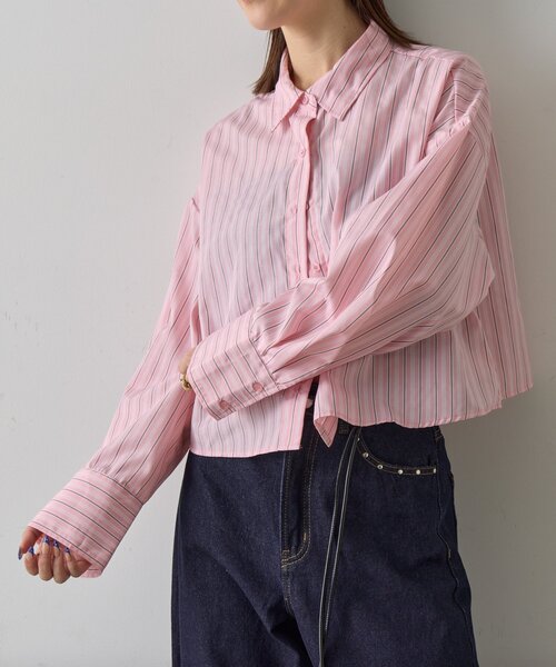 goocy（グーシー）の「【2サイズ展開！】ワイドスリーブストライプシャツ（シャツ/ブラウス・レディース・ブルー/イエロー/ピンク・MEDIUM/SMALL）」の3枚目の写真