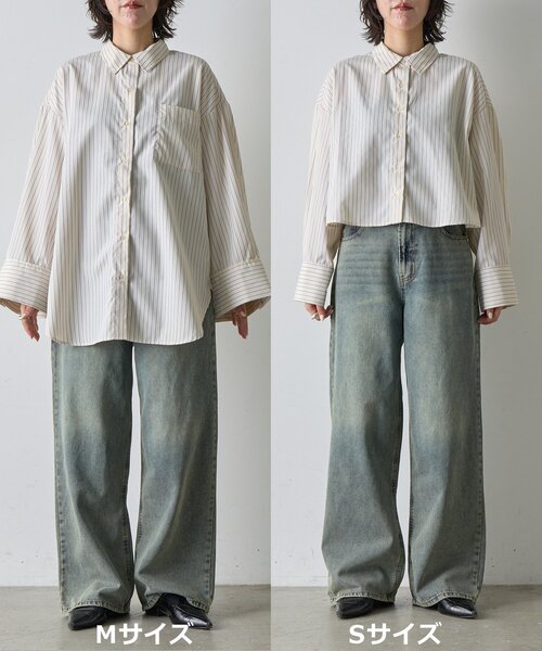 goocy（グーシー）の「【2サイズ展開！】ワイドスリーブストライプシャツ（シャツ/ブラウス・レディース・ブルー/イエロー/ピンク・MEDIUM/SMALL）」の7枚目の写真