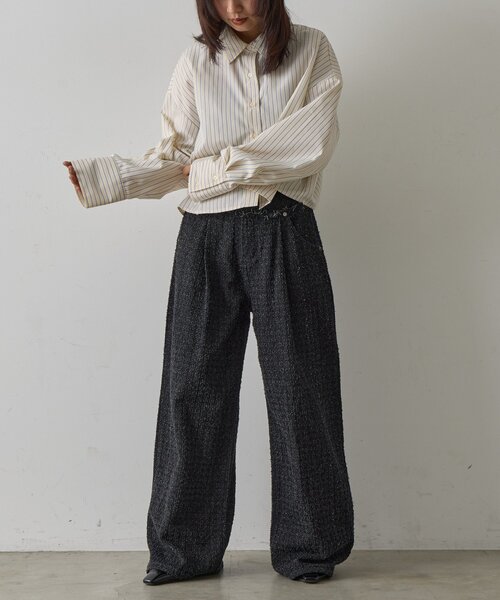 goocy（グーシー）の「【2サイズ展開！】ワイドスリーブストライプシャツ（シャツ/ブラウス・レディース・ブルー/イエロー/ピンク・MEDIUM/SMALL）」の10枚目の写真