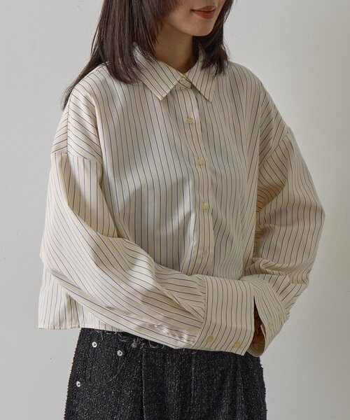 goocy（グーシー）の「【2サイズ展開！】ワイドスリーブストライプシャツ（シャツ/ブラウス・レディース・ブルー/イエロー/ピンク・MEDIUM/SMALL）」の11枚目の写真