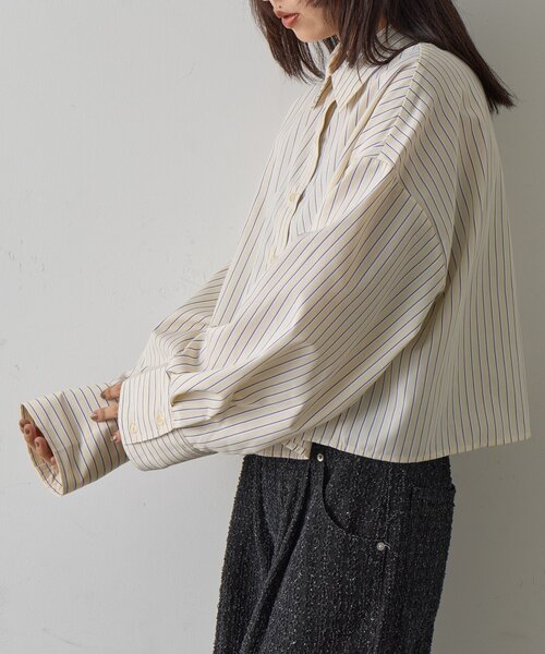 goocy（グーシー）の「【2サイズ展開！】ワイドスリーブストライプシャツ（シャツ/ブラウス・レディース・ブルー/イエロー/ピンク・MEDIUM/SMALL）」の12枚目の写真