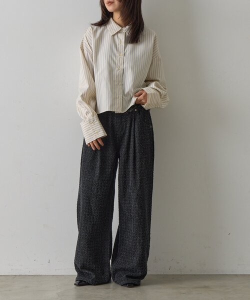 goocy（グーシー）の「【2サイズ展開！】ワイドスリーブストライプシャツ（シャツ/ブラウス・レディース・ブルー/イエロー/ピンク・MEDIUM/SMALL）」の14枚目の写真