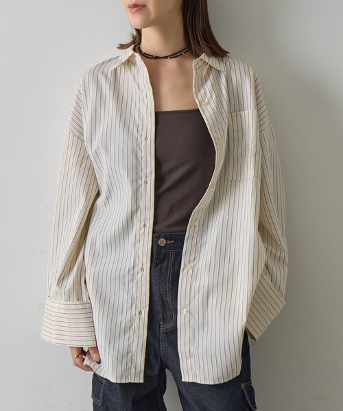 goocy（グーシー）の「【2サイズ展開！】ワイドスリーブストライプシャツ（シャツ/ブラウス・レディース・ブルー/イエロー/ピンク・MEDIUM/SMALL）」の15枚目の写真