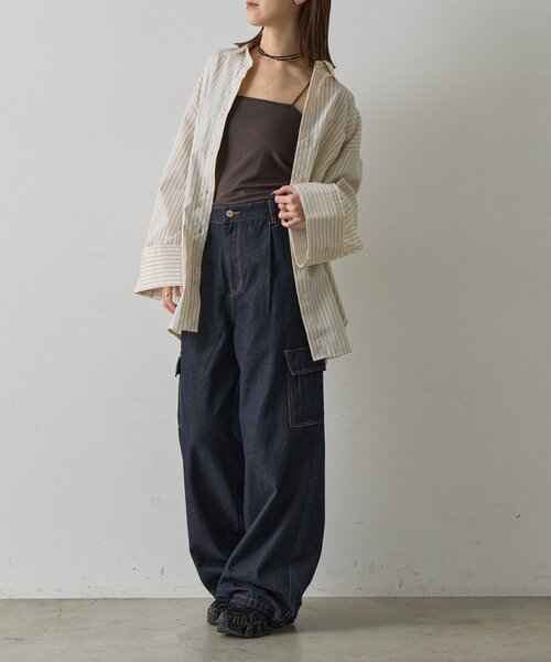 goocy（グーシー）の「【2サイズ展開！】ワイドスリーブストライプシャツ（シャツ/ブラウス・レディース・ブルー/イエロー/ピンク・MEDIUM/SMALL）」の21枚目の写真