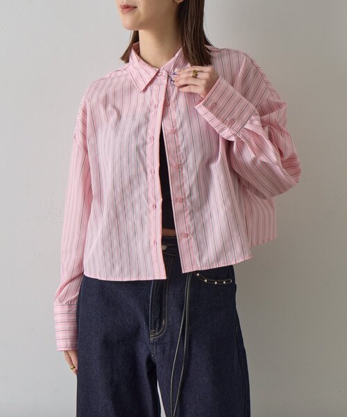 goocy（グーシー）の「【2サイズ展開！】ワイドスリーブストライプシャツ（シャツ/ブラウス・レディース・ブルー/イエロー/ピンク・MEDIUM/SMALL）」の22枚目の写真