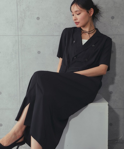 SMILE ORCHID(スマイルオーキッド)の「テーラードロングワンピース(ワンピース・レディース・ベージュ/ブラック・38)」の2枚目の写真