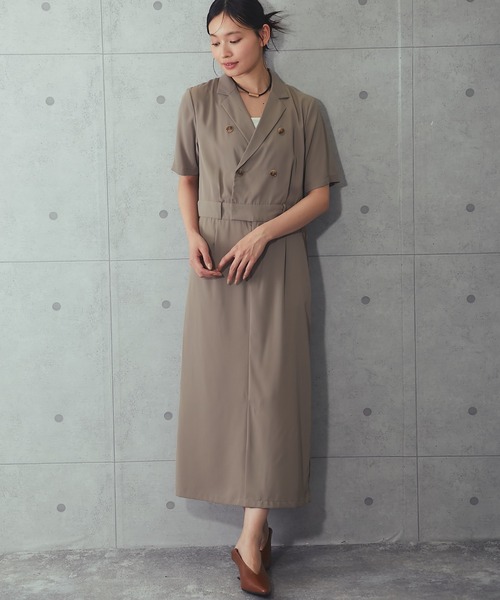 SMILE ORCHID(スマイルオーキッド)の「テーラードロングワンピース(ワンピース・レディース・ベージュ/ブラック・38)」の5枚目の写真