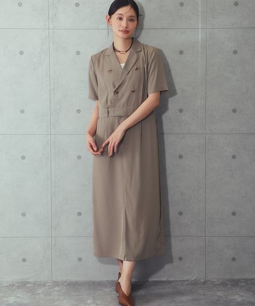 SMILE ORCHID(スマイルオーキッド)の「テーラードロングワンピース(ワンピース・レディース・ベージュ/ブラック・38)」の8枚目の写真