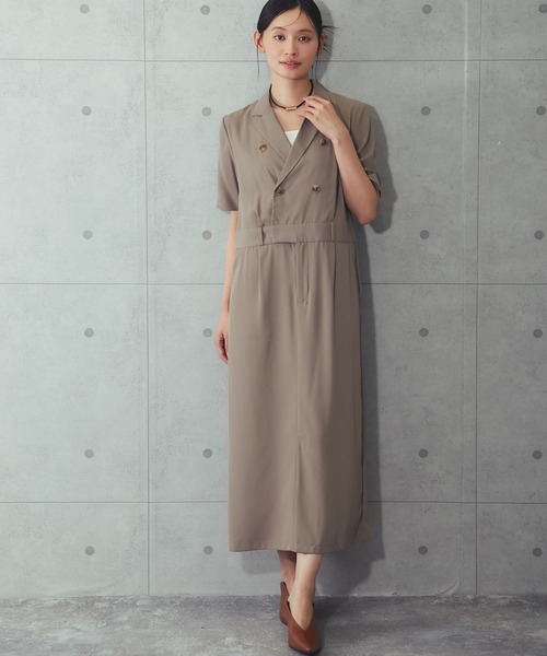 SMILE ORCHID(スマイルオーキッド)の「テーラードロングワンピース(ワンピース・レディース・ベージュ/ブラック・38)」の12枚目の写真