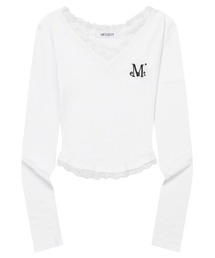 .KOM（ドットコム）の「A'GEM/9 × .kom 『MUCENT/ムセント』 SUNNIOR LACE V-NECK LONG SLEEVE T/レースVネック ロングスリーブ（Tシャツ/カットソー）」