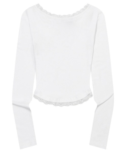 MUCENT(ムセント)の「A'GEM/9 × .kom 『MUCENT/ムセント』 SUNNIOR LACE V-NECK LONG SLEEVE T/レースVネック ロングスリーブ(Tシャツ/カットソー・レディース・ブラック/ホワイト/グレー・FREE)」の13枚目の写真