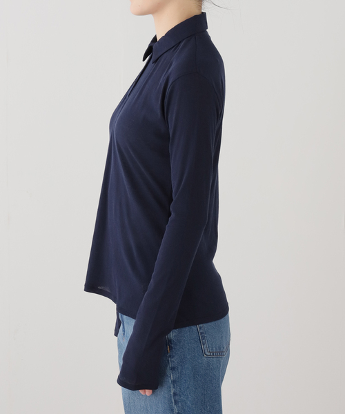 Tu es mon TRESOR（トゥ エ モン トレゾア）の「【TU ES MON TRESOR/トゥ エ モン トレゾア】Long-Sleeve Shirt（Tシャツ/カットソー・レディース・チャコールグレー/ネイビー・MEDIUM）」の10枚目の写真