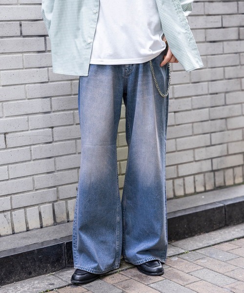 RAGEBLUE（レイジブルー）の「10oz Denim Wide Flare Pants/デニムワイドフレアパンツ（デニムパンツ・メンズ・ブルー/ネイビー/グレー・MEDIUM/LARGE/SMALL）」の3枚目の写真