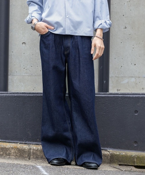 RAGEBLUE（レイジブルー）の「10oz Denim Wide Flare Pants/デニムワイドフレアパンツ（デニムパンツ・メンズ・ブルー/ネイビー/グレー・MEDIUM/LARGE/SMALL）」の9枚目の写真